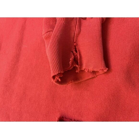 VINTAGE Champion Logo Embroidered Sweatshirt Men Medium Red Distressed USA 90s - Picture 6 of 9